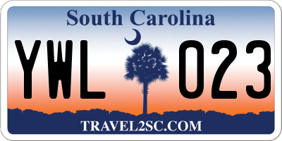 SC license plate YWL023