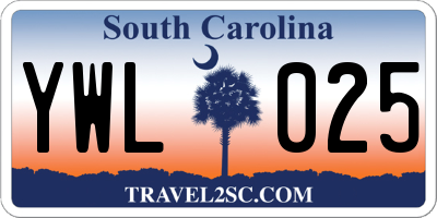 SC license plate YWL025