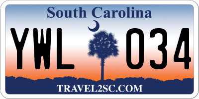 SC license plate YWL034
