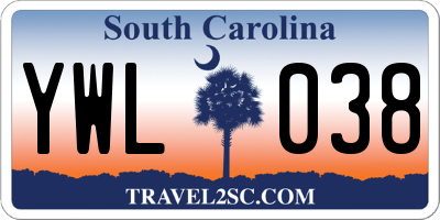 SC license plate YWL038