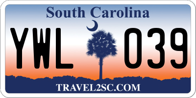 SC license plate YWL039
