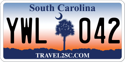 SC license plate YWL042