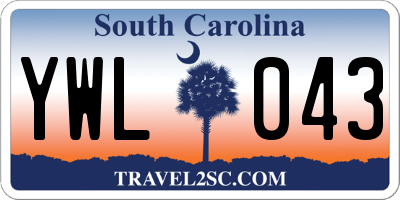 SC license plate YWL043