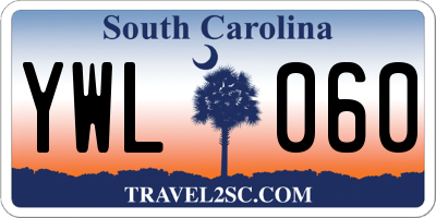 SC license plate YWL060