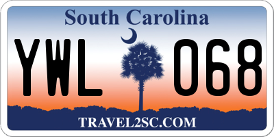 SC license plate YWL068