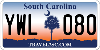 SC license plate YWL080