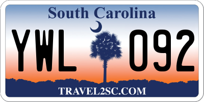 SC license plate YWL092