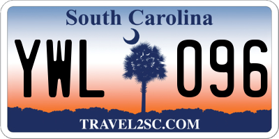 SC license plate YWL096