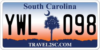 SC license plate YWL098