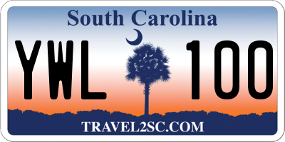 SC license plate YWL100
