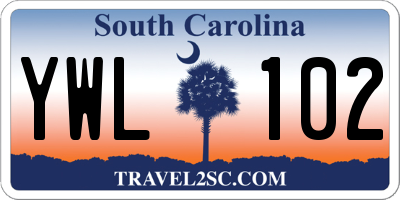 SC license plate YWL102