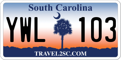 SC license plate YWL103