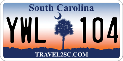 SC license plate YWL104