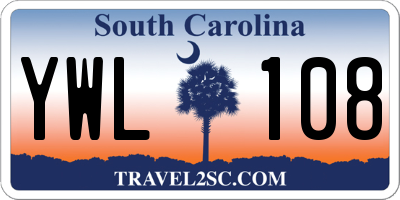 SC license plate YWL108