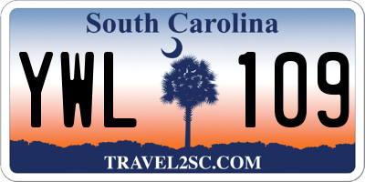 SC license plate YWL109