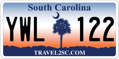 SC license plate YWL122