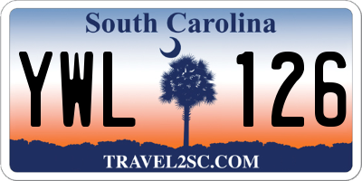 SC license plate YWL126