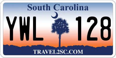 SC license plate YWL128
