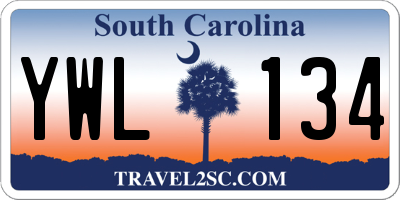 SC license plate YWL134