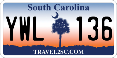 SC license plate YWL136
