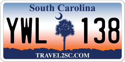 SC license plate YWL138