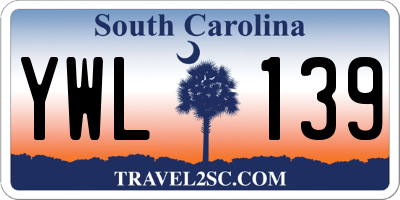 SC license plate YWL139