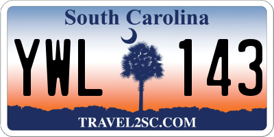SC license plate YWL143