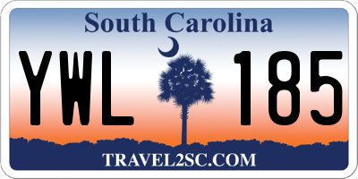 SC license plate YWL185