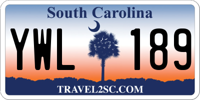 SC license plate YWL189