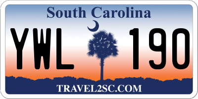 SC license plate YWL190