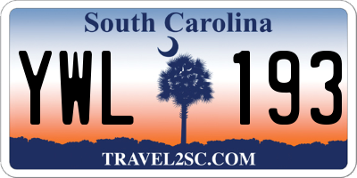 SC license plate YWL193