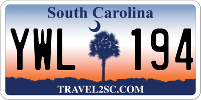 SC license plate YWL194