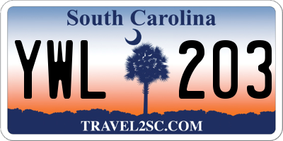 SC license plate YWL203