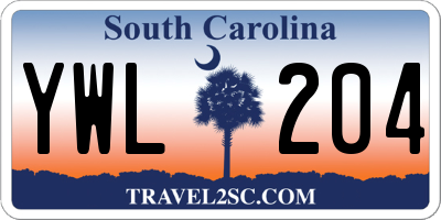 SC license plate YWL204