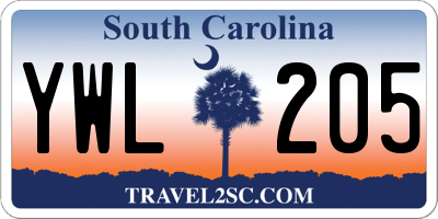 SC license plate YWL205