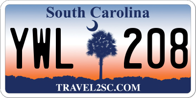 SC license plate YWL208