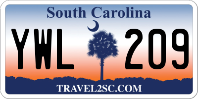 SC license plate YWL209
