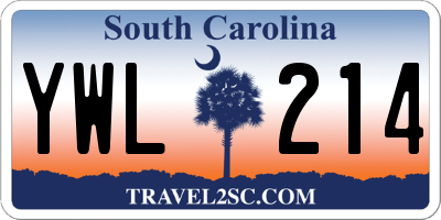 SC license plate YWL214