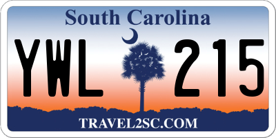 SC license plate YWL215