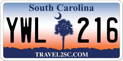 SC license plate YWL216