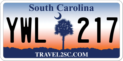 SC license plate YWL217