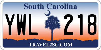 SC license plate YWL218