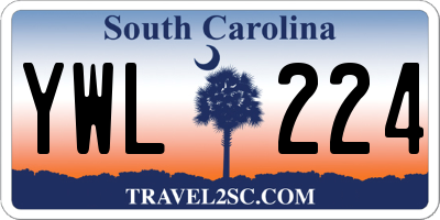 SC license plate YWL224