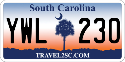 SC license plate YWL230