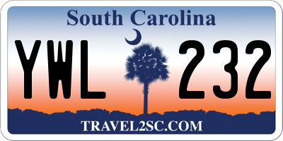 SC license plate YWL232
