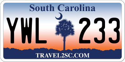 SC license plate YWL233