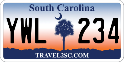 SC license plate YWL234