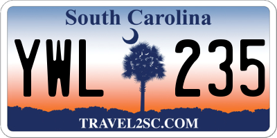 SC license plate YWL235