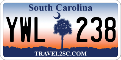 SC license plate YWL238
