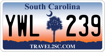 SC license plate YWL239